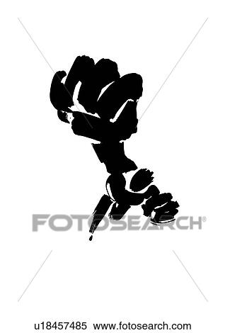 Stock Photography - Black Ink Illustration, Man Making a Fist. Fotosearch