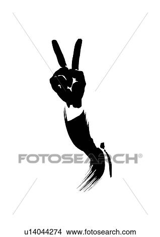 Black Ink Illustration, Man Throwing Deuce View Large Photo Image Picture - Black Ink Illustration, Man Throwing Deuce. Fotosearch