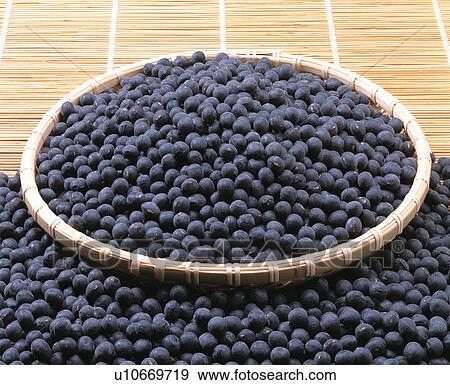 Stock Photo - Black soybeans in a basket. Fotosearch