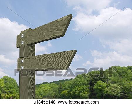 Stock Photo - Blank directional sign. Fotosearch