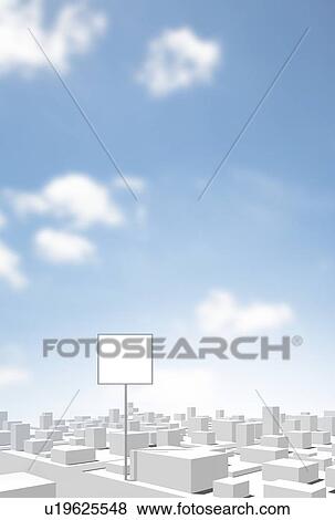 Blank signpost over city View Large Photo Image Stock Photo - Blank signpost over city. Fotosearch