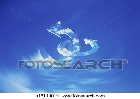 Blue arrows reflecting clouds in the sky View Large Photo Image Stock Photo - Blue arrows reflecting clouds in the sky. Fotosearch