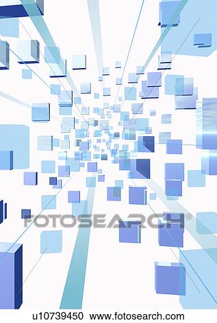 Stock Image - Blue cubes and squares. Fotosearch