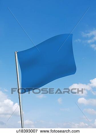 Blue flag waving in the sky View Large Photo Image Stock Photo - Blue flag waving in the sky. Fotosearch