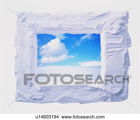 Picture - Blue sky and clouds in a frame. Fotosearch