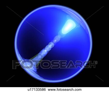 Stock Photograph - Blue sphere, computer graphic, black background. Fotosearch