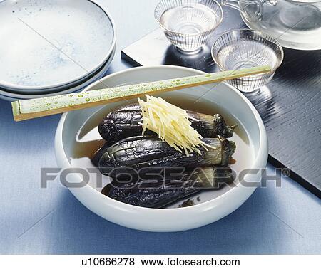 Stock Photo - Bowl of cooked eggplants. Fotosearch
