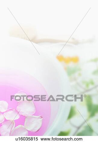 Bowl with water and rose petals, close up View Large Photo Image Stock Photography - Bowl with water and rose petals, close up. Fotosearch