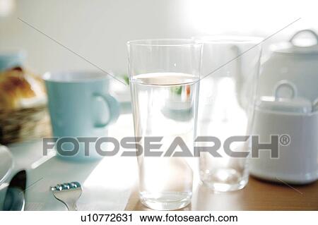 Breakfast coffee and water View Large Photo Image Stock Image - Breakfast coffee and water. Fotosearch