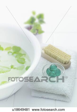 Brush and bath beads on towel View Large Photo Image Stock Image - Brush and bath beads on towel. Fotosearch