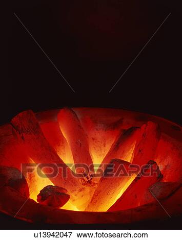 Burning charcoal View Large Photo Image Stock Photo - Burning charcoal . Fotosearch