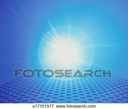 Stock Photo - Burst of light over blue surface. Fotosearch
