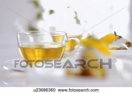 Stock Image - Cake and tea. Fotosearch