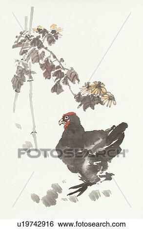 Chicken, Bamboo Plant and Flower, Water Color Painting View Large Photo Image Stock Photograph - Chicken, Bamboo Plant and Flower, Water Color Painting. Fotosearch