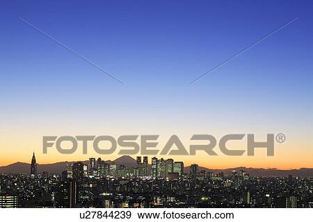 Cityscape in the evening, copy space, Tokyo prefecture, Japan View Large Photo Image Stock Photo - Cityscape in the evening, copy space, Tokyo prefecture, Japan. Fotosearch