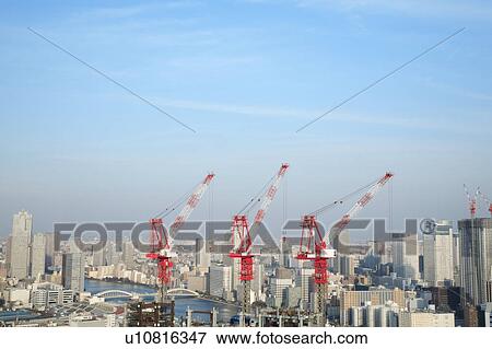 Stock Photo - Cityscape of Kachidoki, Chuo ward, Tokyo Prefecture, Honshu, Japan. Fotosearch