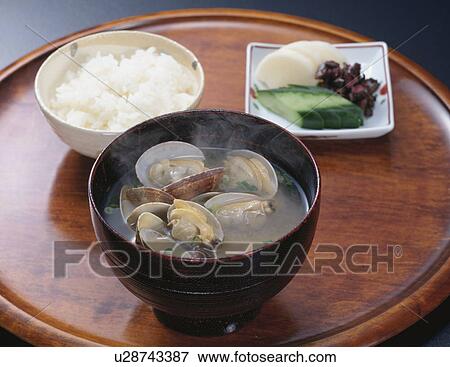 Clams in Miso soup View Large Photo Image Stock Photo - Clams in Miso soup. Fotosearch