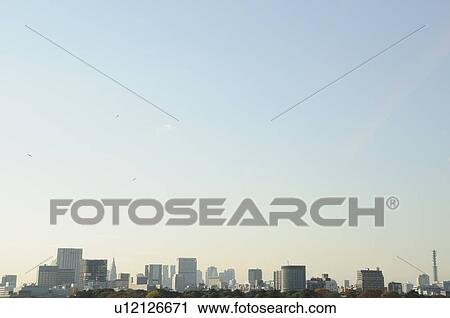 Stock Image - Clear Skies over Tokyo City. Tokyo, Japan. Fotosearch