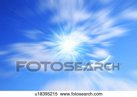 Stock Photography - Clip Art Airplane in the Sky. Fotosearch