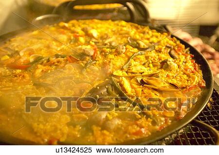 Stock Photography - Close-up of a Paella. Tokyo Prefecture, Japan. Fotosearch