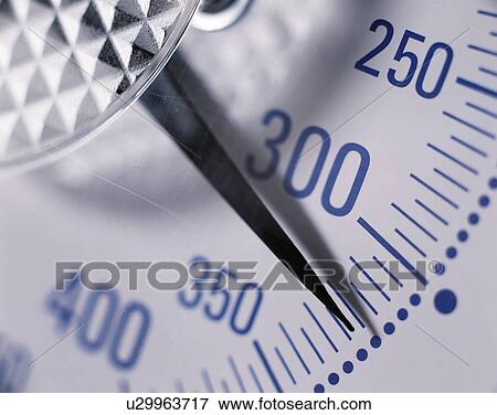 Stock Photo - Close up of weight scale. Fotosearch