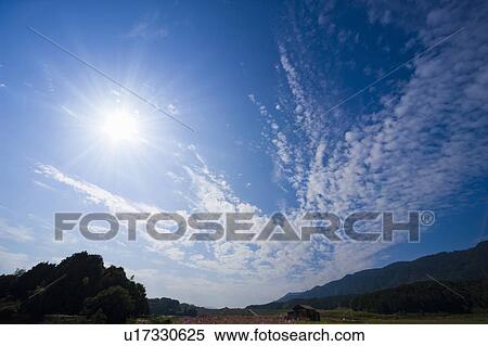 Stock Photography - Clouds above landscape, Otsu, Shiga Prefecture, Japan. Fotosearch