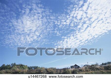 Stock Photo - Clouds in blue sky, Chino, Nagano Prefecture, Japan. Fotosearch