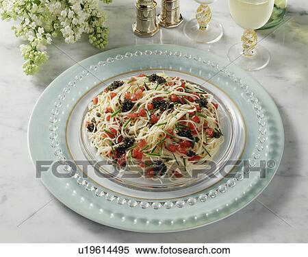 Cold Pasta of Cappellini with Caviar View Large Photo Image Stock Photography - Cold Pasta of Cappellini with Caviar. Fotosearch