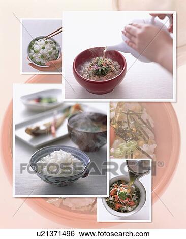 Collage of different Japanese rice dishes View Large Photo Image Stock Photograph - Collage of different Japanese rice dishes. Fotosearch