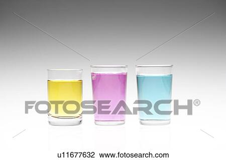 Stock Image - Color Liquid in glasses. Fotosearch