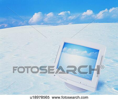 Computer in the snow - digital composite View Large Photo Image Stock Photography - Computer in the snow - digital composite. Fotosearch