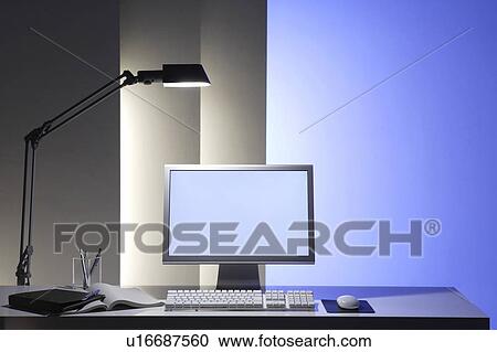 Computer on desk View Large Photo Image Stock Image - Computer on desk. Fotosearch