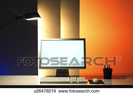 Stock Photo - Computer on desk. Fotosearch