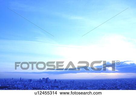 Crowded Buildings and Blue Sky View Large Photo Image Picture - Crowded Buildings and Blue Sky. Fotosearch