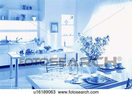 Stock Image - Dining room table. Fotosearch