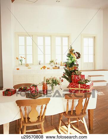 Stock Photo - Dining table set for Christmas. Fotosearch
