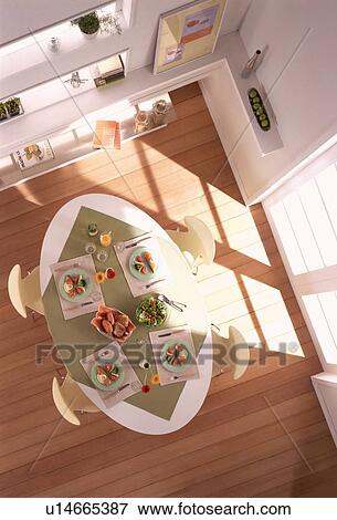 Stock Photo - Dining table with four meals. Fotosearch