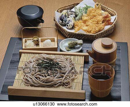 Stock Image - Dish of Soba and Tempura. Fotosearch