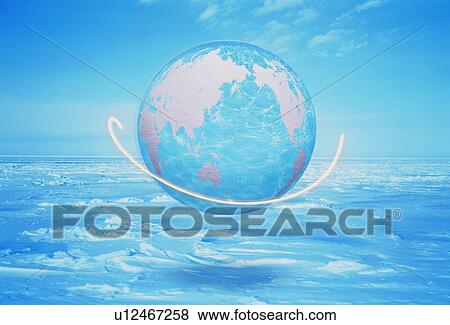 Stock Photo - Earth in a snowy landscape. Fotosearch