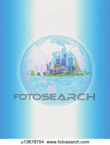Earth with city inside View Large Photo Image Picture - Earth with city inside. Fotosearch