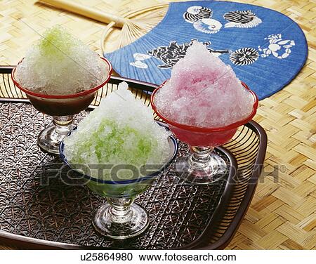 Stock Image - Fan and glasses of crushed ice. Fotosearch