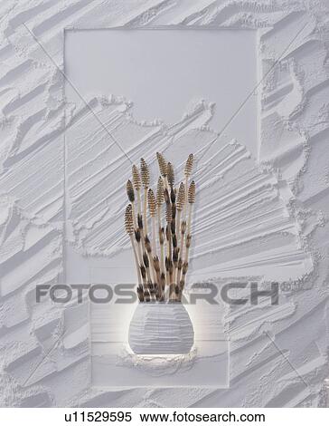 Stock Photography - Field horsetails in white textured frame. Fotosearch