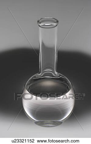 Stock Image - Flask with liquid, black background. Fotosearch