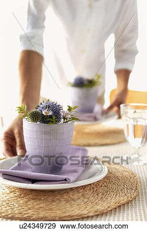 Stock Photo - Floral table place setting. Fotosearch
