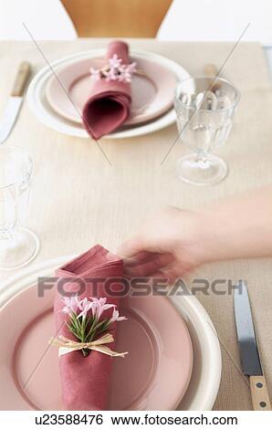 Stock Photograph - Floral table place setting. Fotosearch