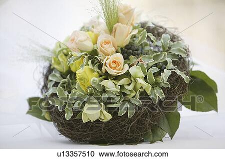 Stock Image - Flower bouquet, white background. Fotosearch