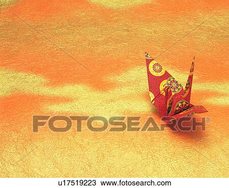 Stock Image - Folded paper crane. Fotosearch