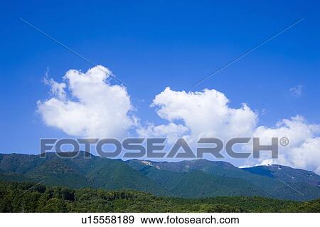 Stock Photo - Forest and mountain range, Hira-san, Otsu, Shiga Prefecture, Japan. Fotosearch