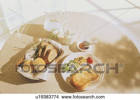 French toast and fresh milk on a breakfast table View Large Photo Image Picture - French toast and fresh milk on a breakfast table. Fotosearch