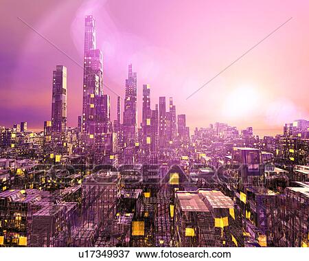 Stock Photo - Futuristic city. Fotosearch